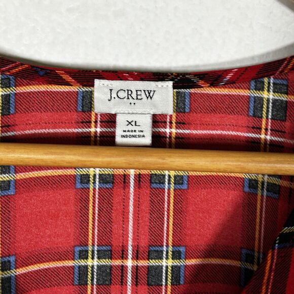 J.Crew Tartan Plaid Sleeveless Blouse Top Size XL V-Neck Factory Holidays Preppy - Picture 5 of 8